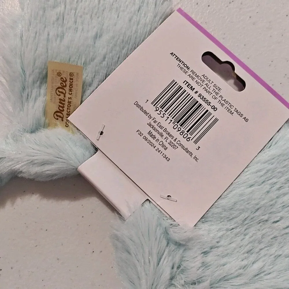 New DanDee Easter Bunny Ears Headband 8 Lot White Blue Plush Gingham Plaid NWT